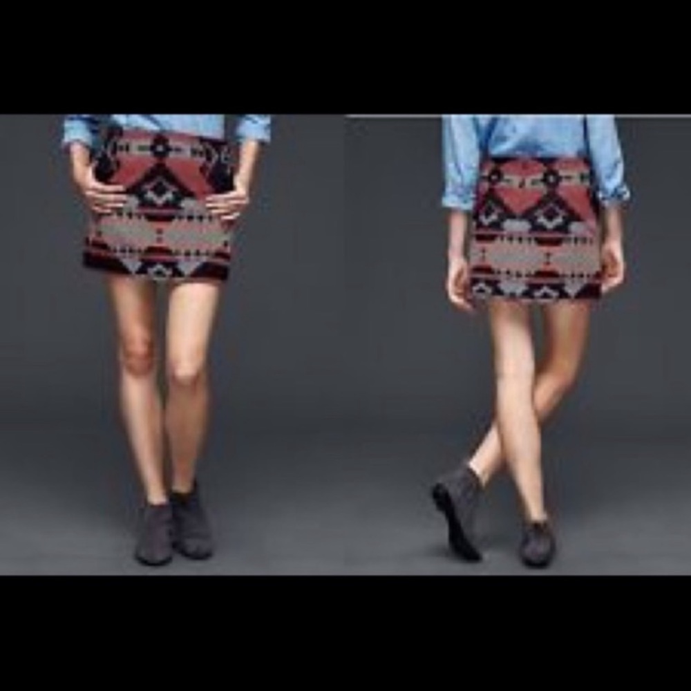Gap Aztec Tribal Print Blanket A-Line Wool Mini Skirt. - Picture 2 of 8